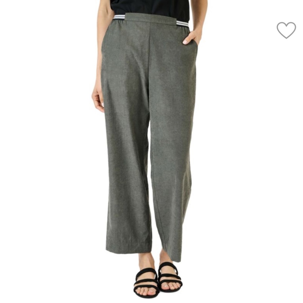 Daniel Rainn Pull-On Pants 2X Gray Elastic Waist Wide Leg Relaxed